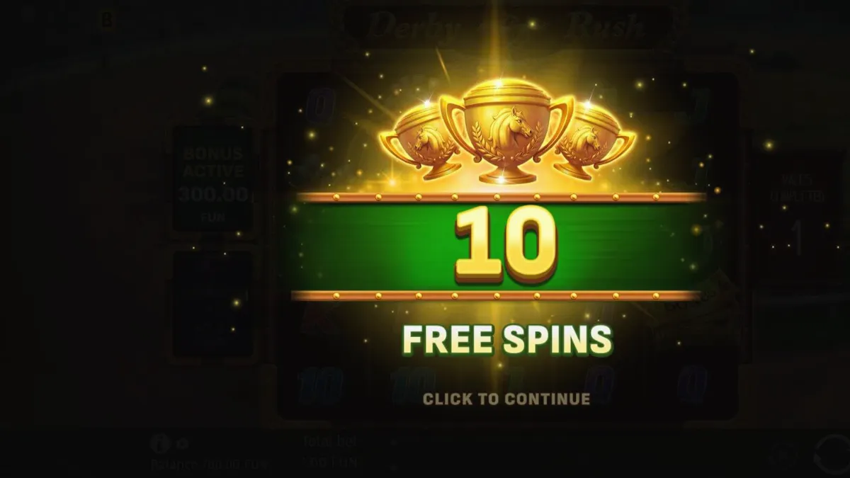 Tampilan visual slot Derby Rush dengan tema balap kuda yang mewah